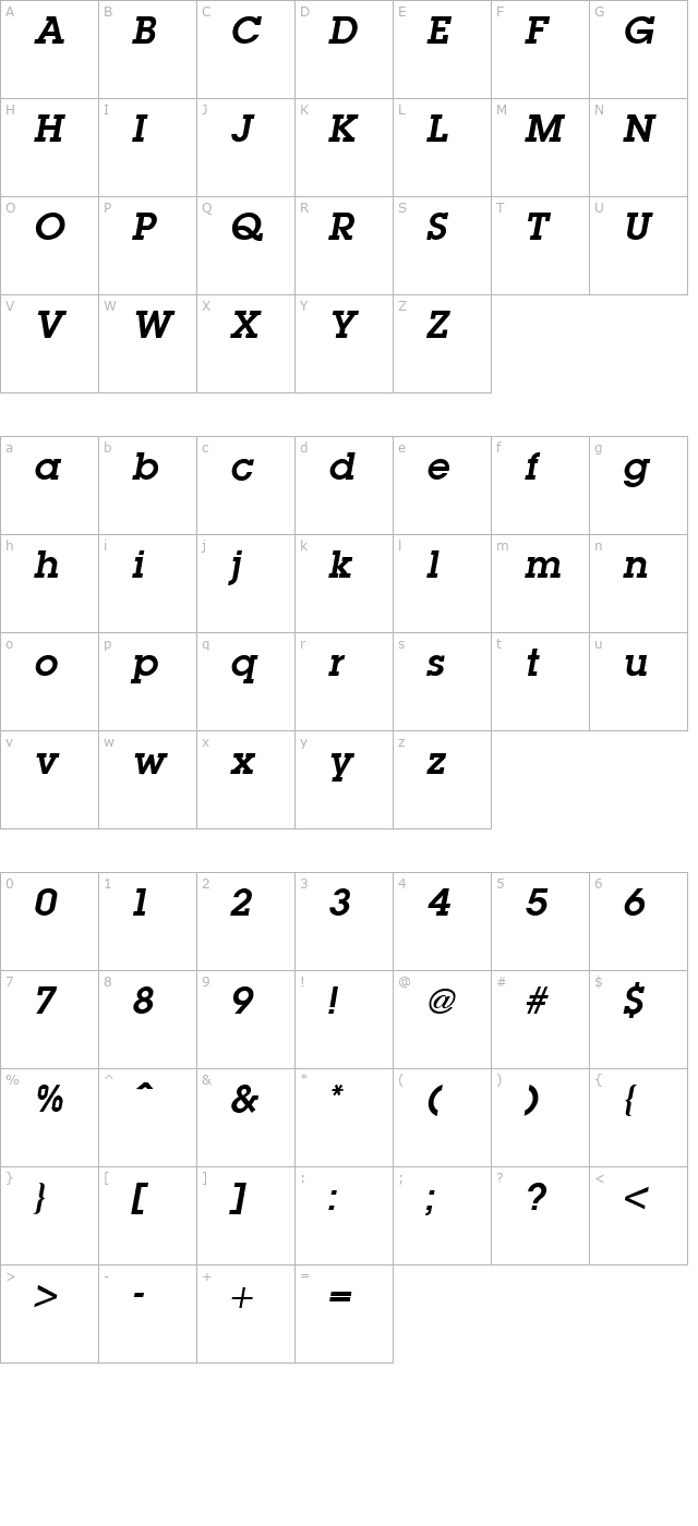 lubalin-graph-demi-italic character map