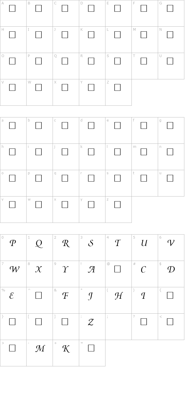 Minion-SwashItalic character map