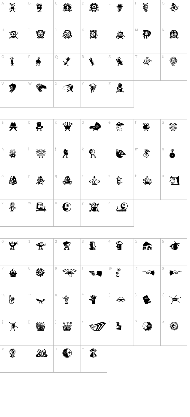 MiniPics LilCreatures character map