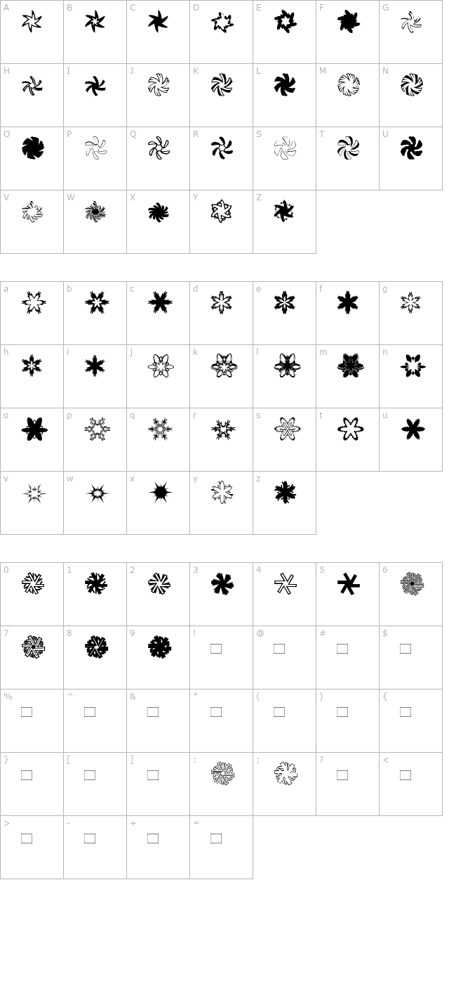 MiniPics-Snowflakes character map