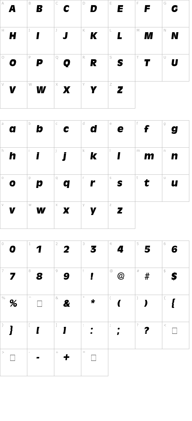 misce-display-ssi-italic character map