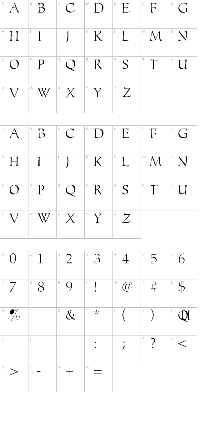 Monograms Toolbox character map