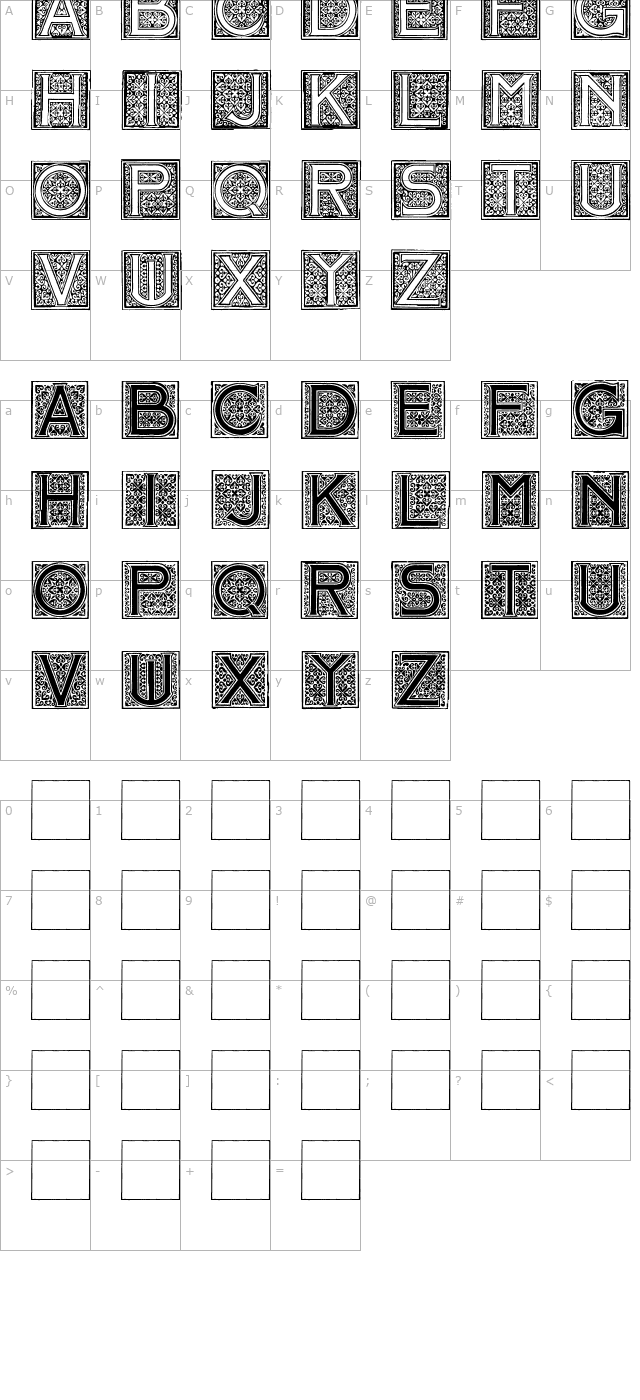mosaic-initials character map