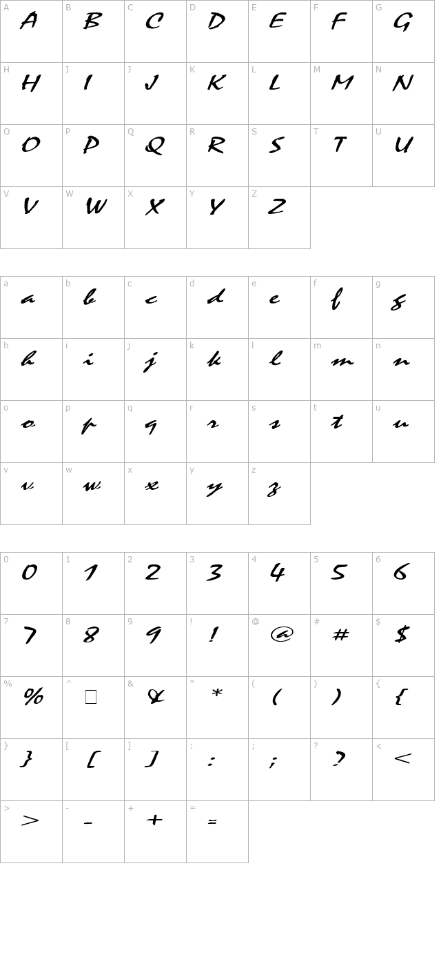 mystic-extended-italic character map