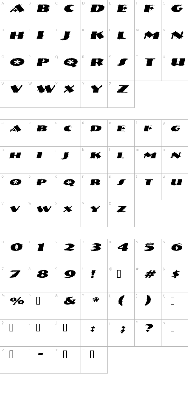 NatividadExtended Italic character map