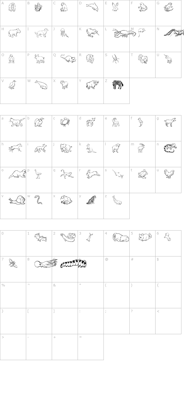 ninas-animals character map