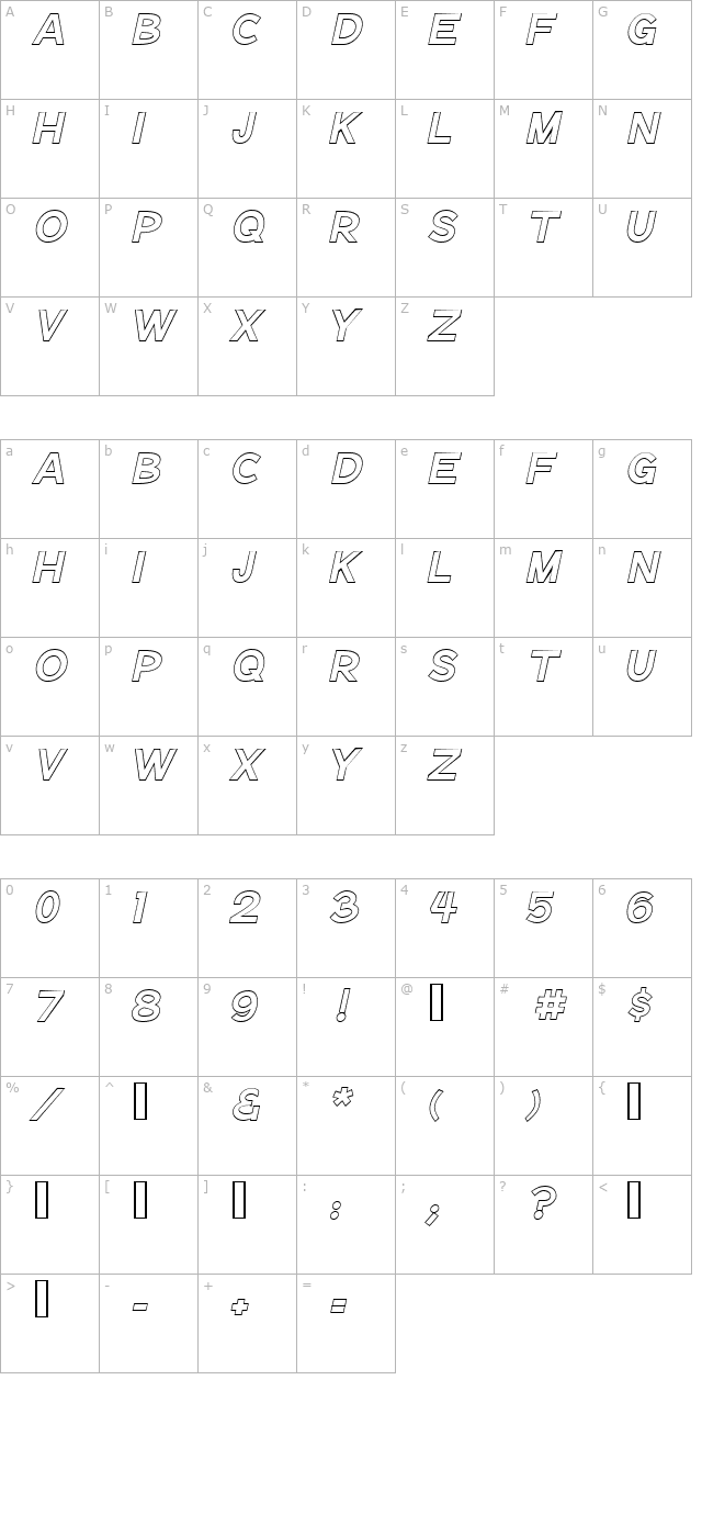 Notation Bold Italic Open JL character map