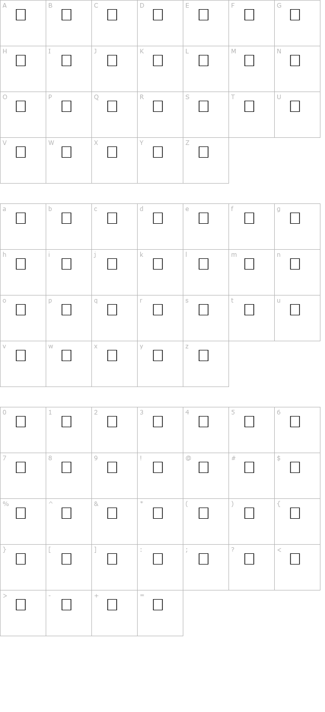 numbertest-regular character map