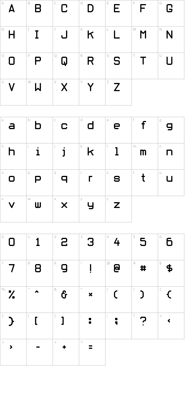 oblivious-font character map