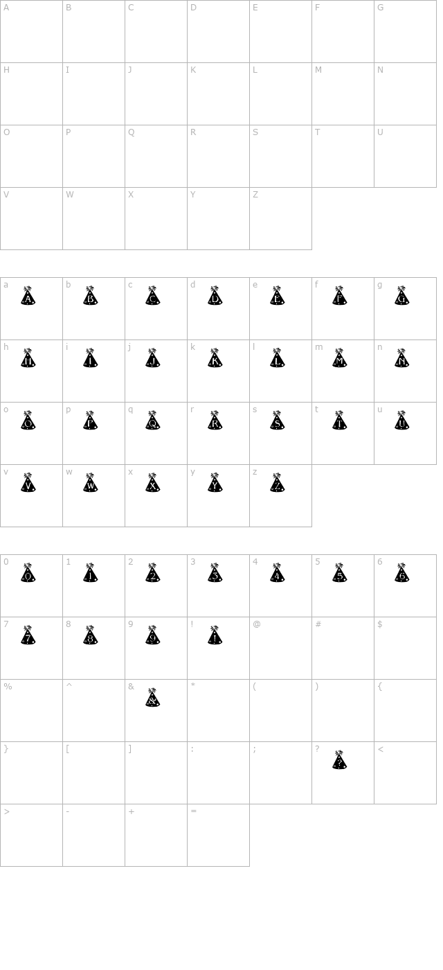 Party Hats character map