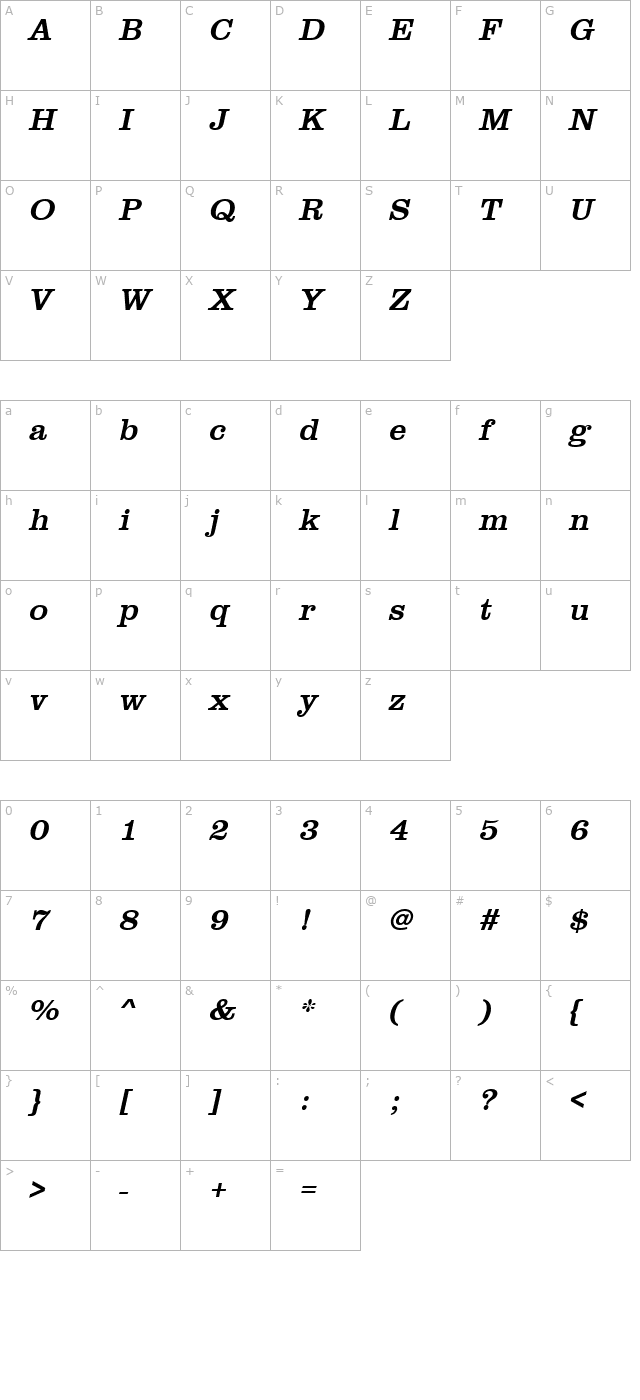 PaulineBecker Italic character map