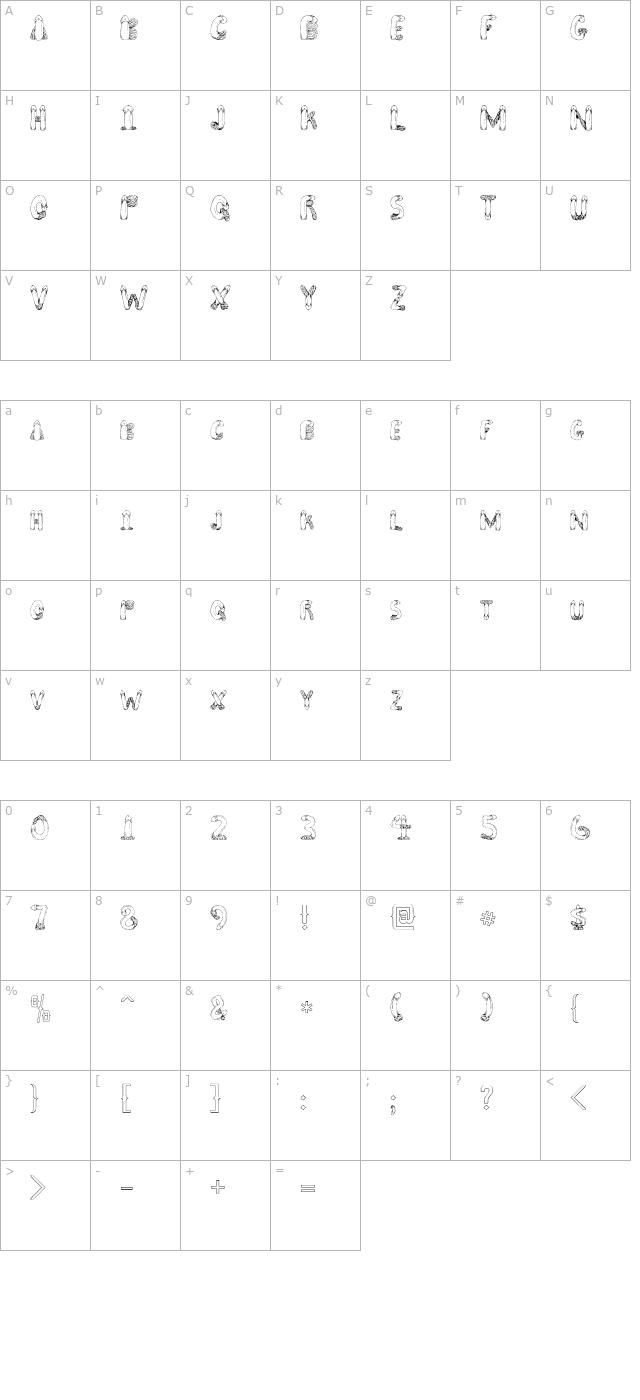 PENIS FONT 2 character map