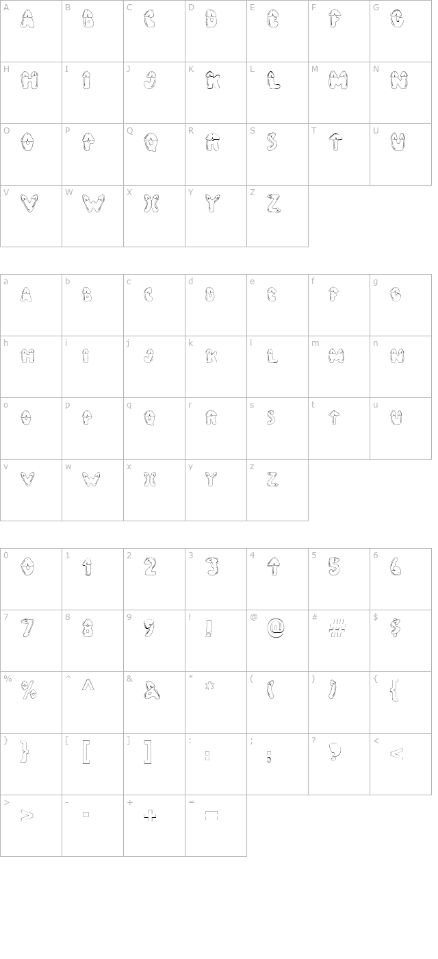 PENIS FONT 3 character map