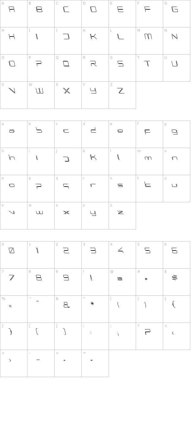 PhutureRndOpen-A-Italic character map