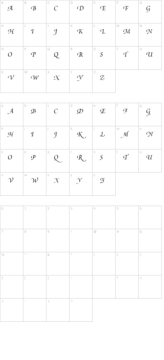 Poetica Supp Swash Capitals II character map