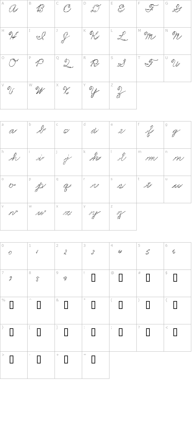 premiers-mots-script character map
