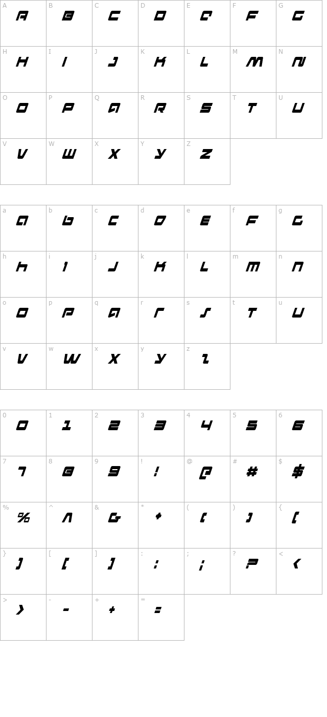 pulse-rifle-condensed-italic character map
