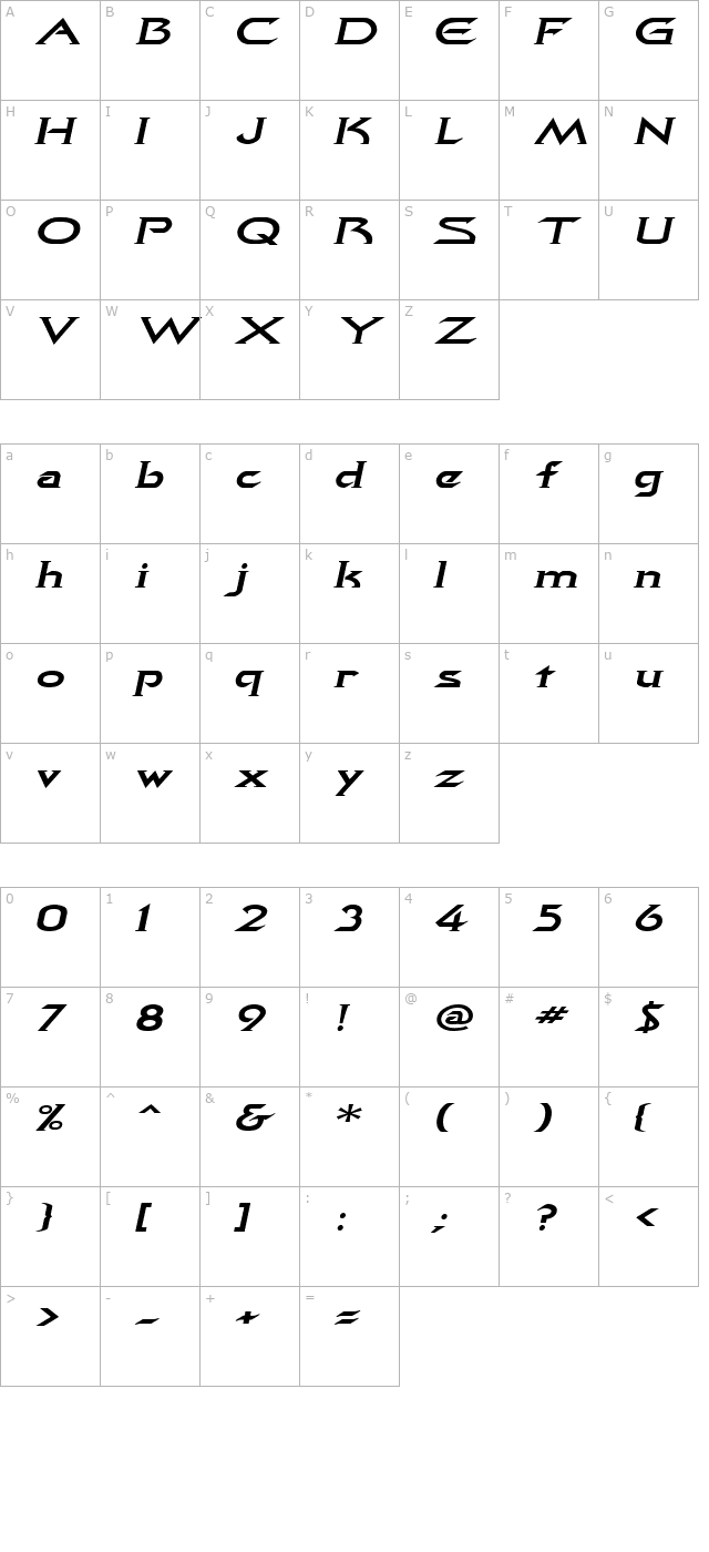 quasarextended-italic character map