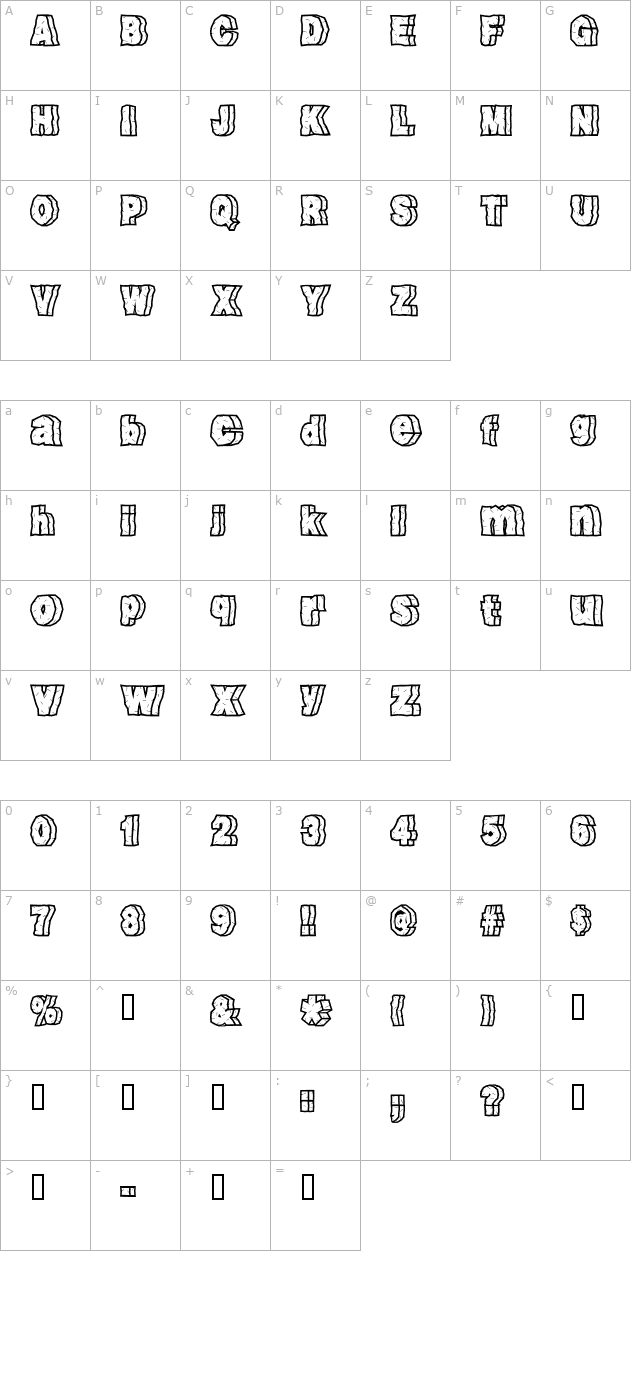 rock-font character map