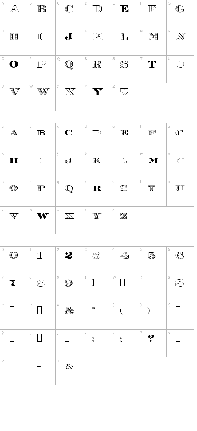 Roman38-Sample character map