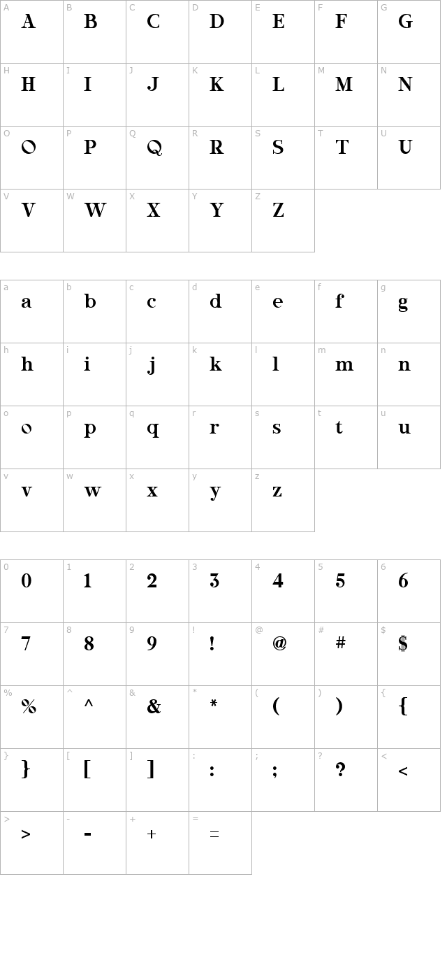 rubino-serif-fill-regular character map