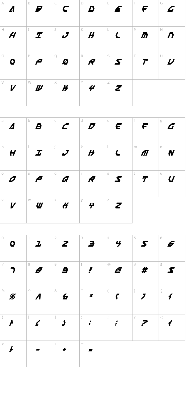 scarab-script-bold-italic character map
