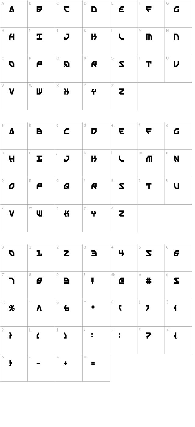 Scarab Script Bold character map