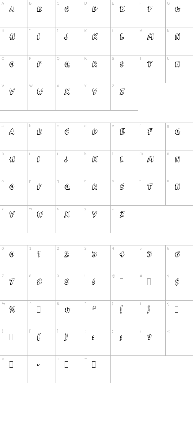 scriba-let-plain character map