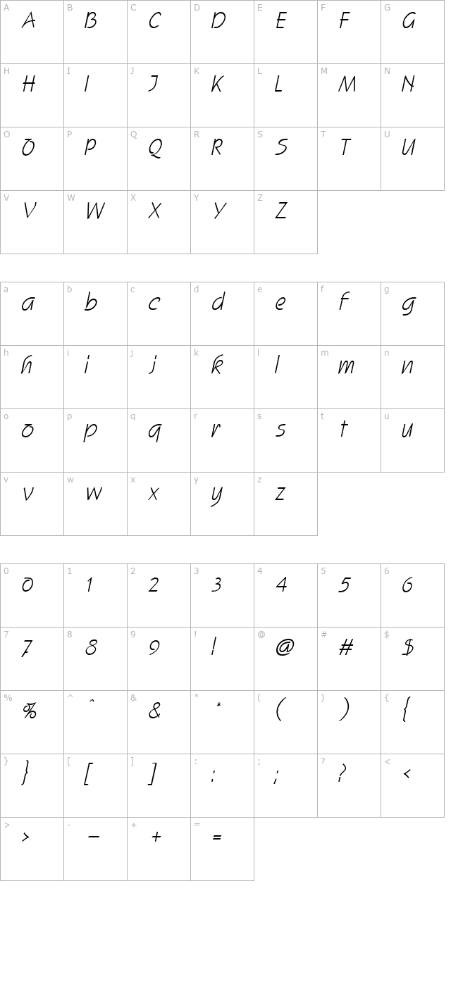 scroll-italic character map
