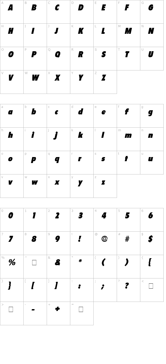 seigh-display-ssi-italic character map