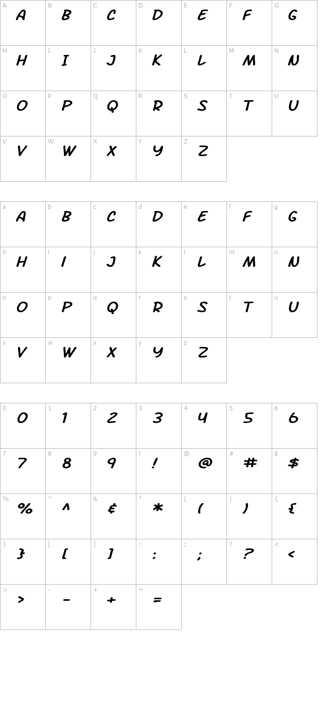 sf-arch-rival-extended-italic character map
