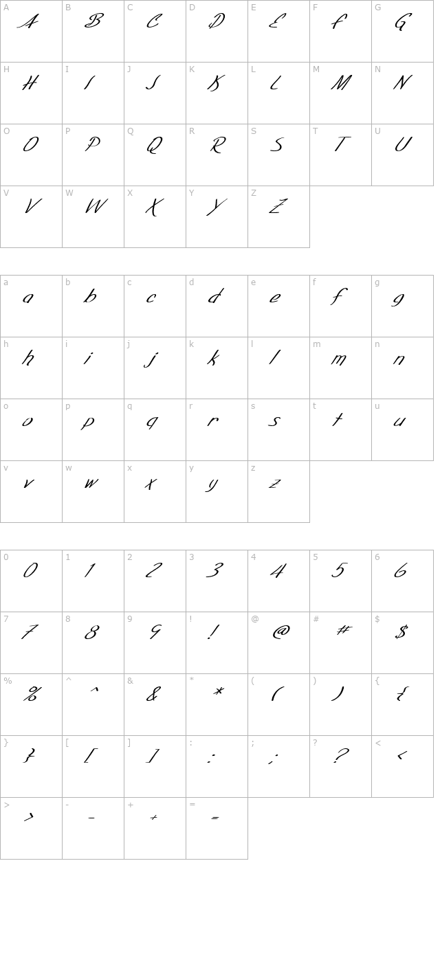 sf-foxboro-script-extended-italic character map