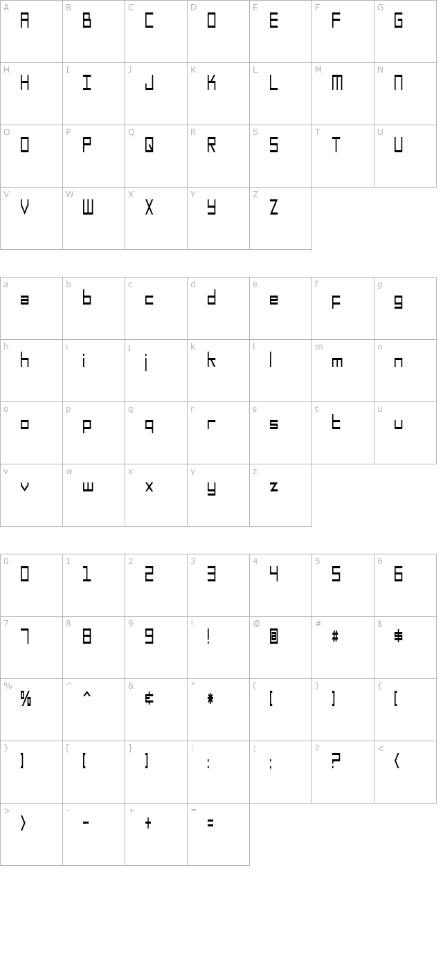 sf-square-head-condensed character map