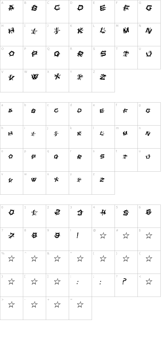 sf-star-dust-italic character map
