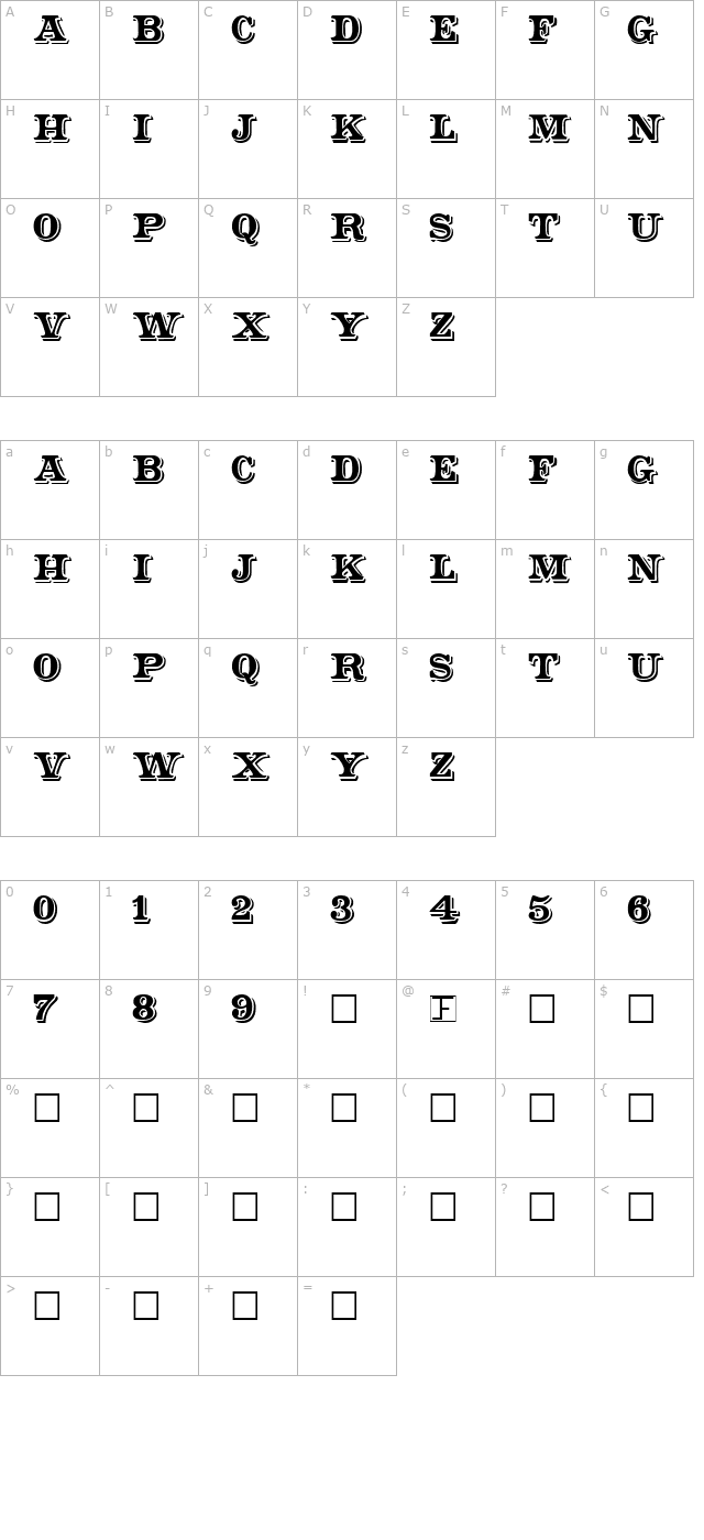 Shadowed Serif character map