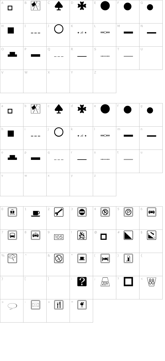 sign-symbols-thin character map