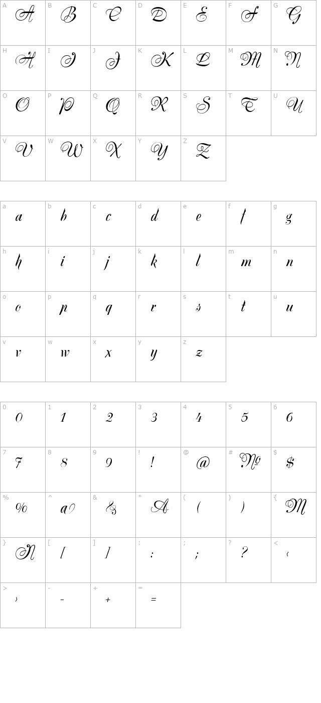silk-script character map