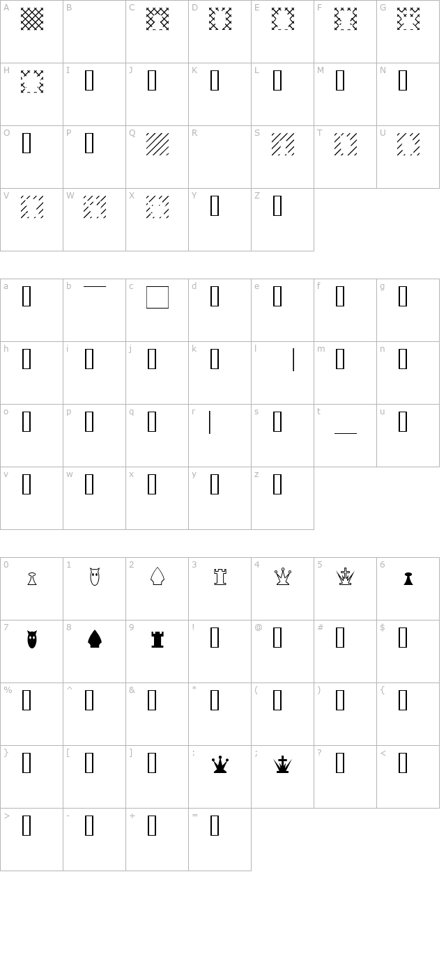SimpleChessFont character map