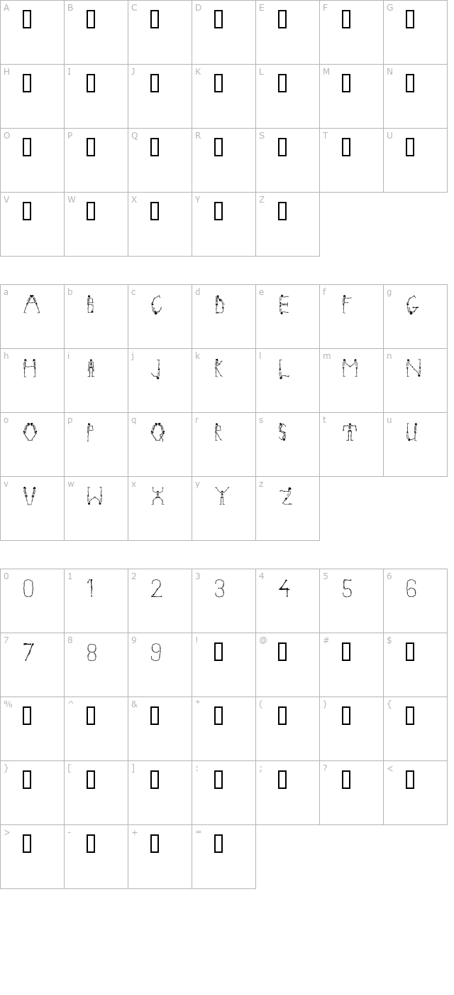 Skeleton Alphabet character map