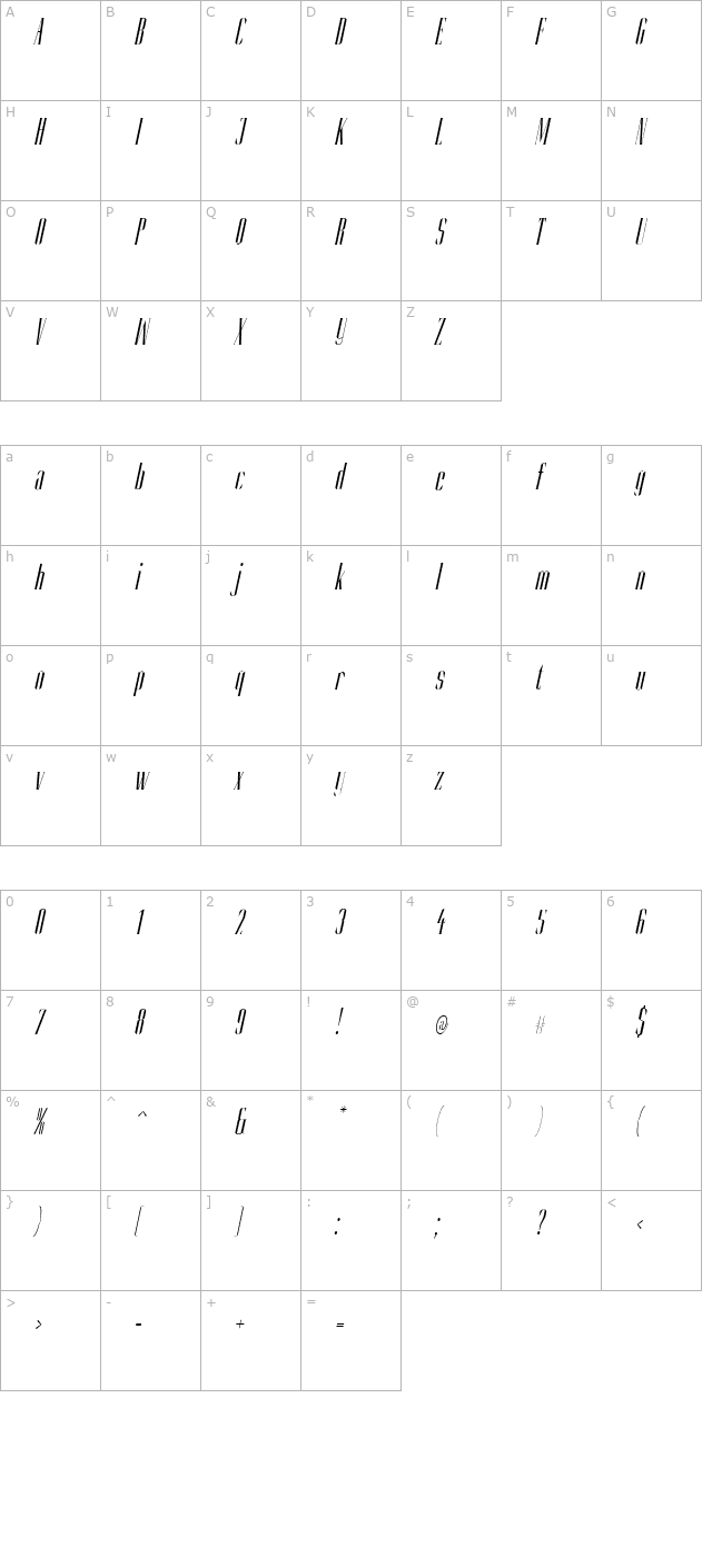 slim-kim-light-italic-pdf character map