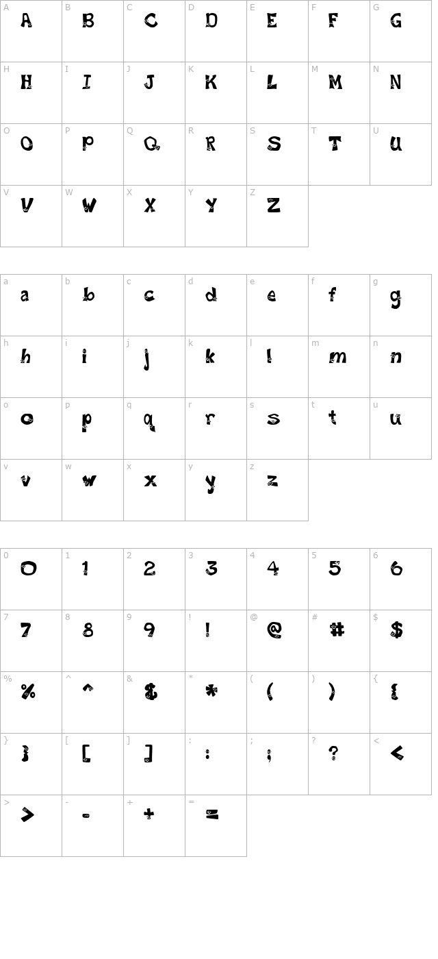 Smiley Font character map