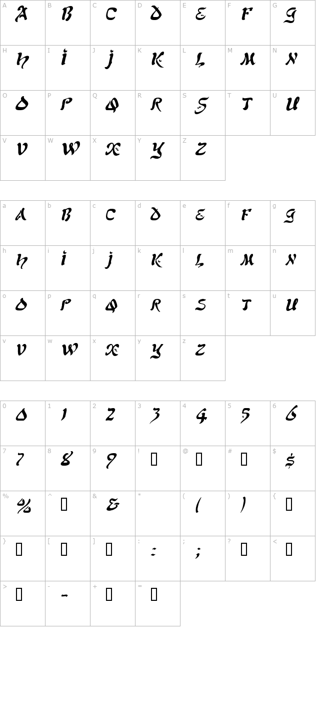 solomon-italic character map
