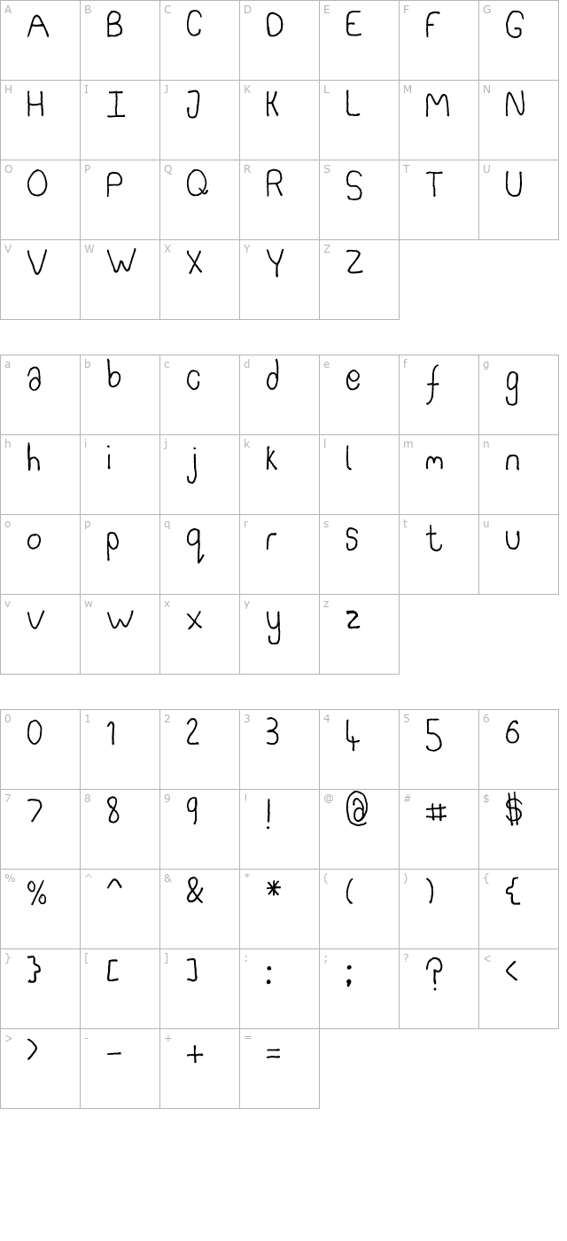 somebercum-sans-serif character map