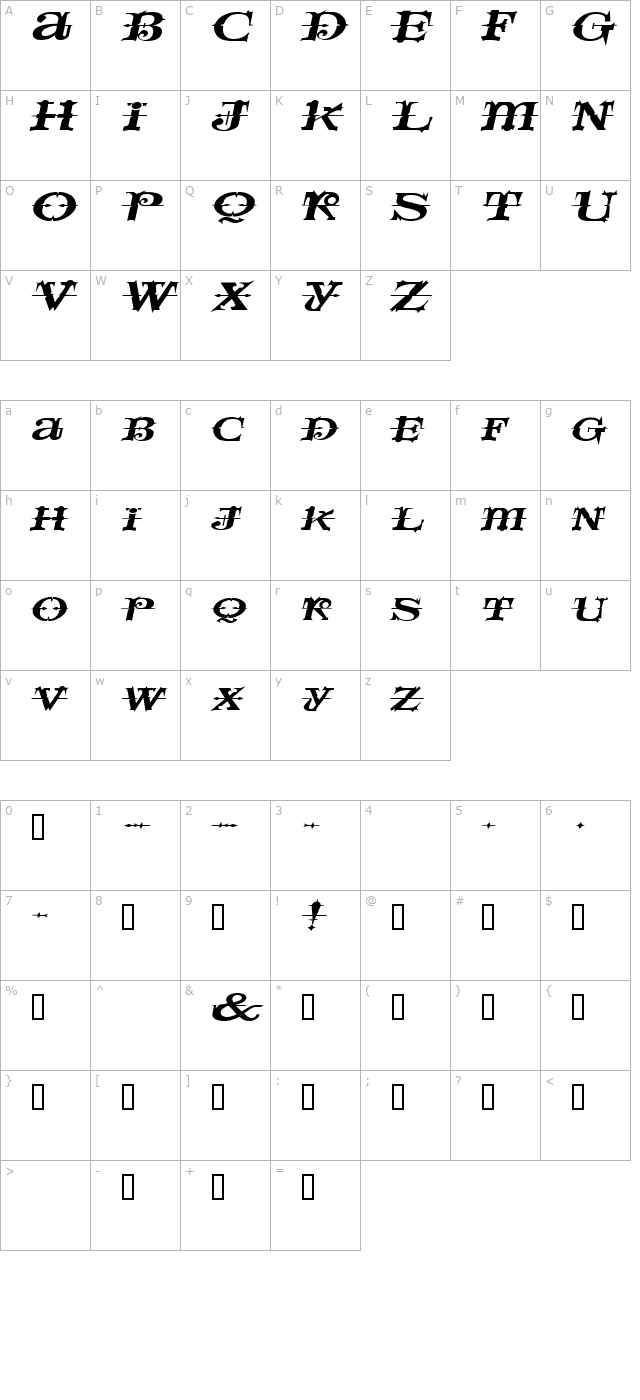spaceiveyextended-italic character map