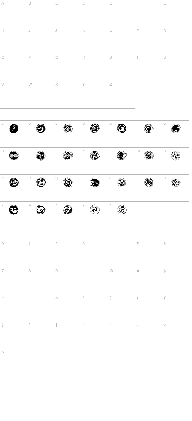 Spirals Regular character map