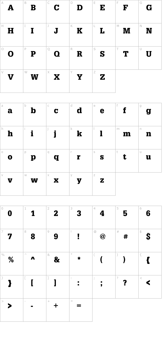 Square Serif Black character map