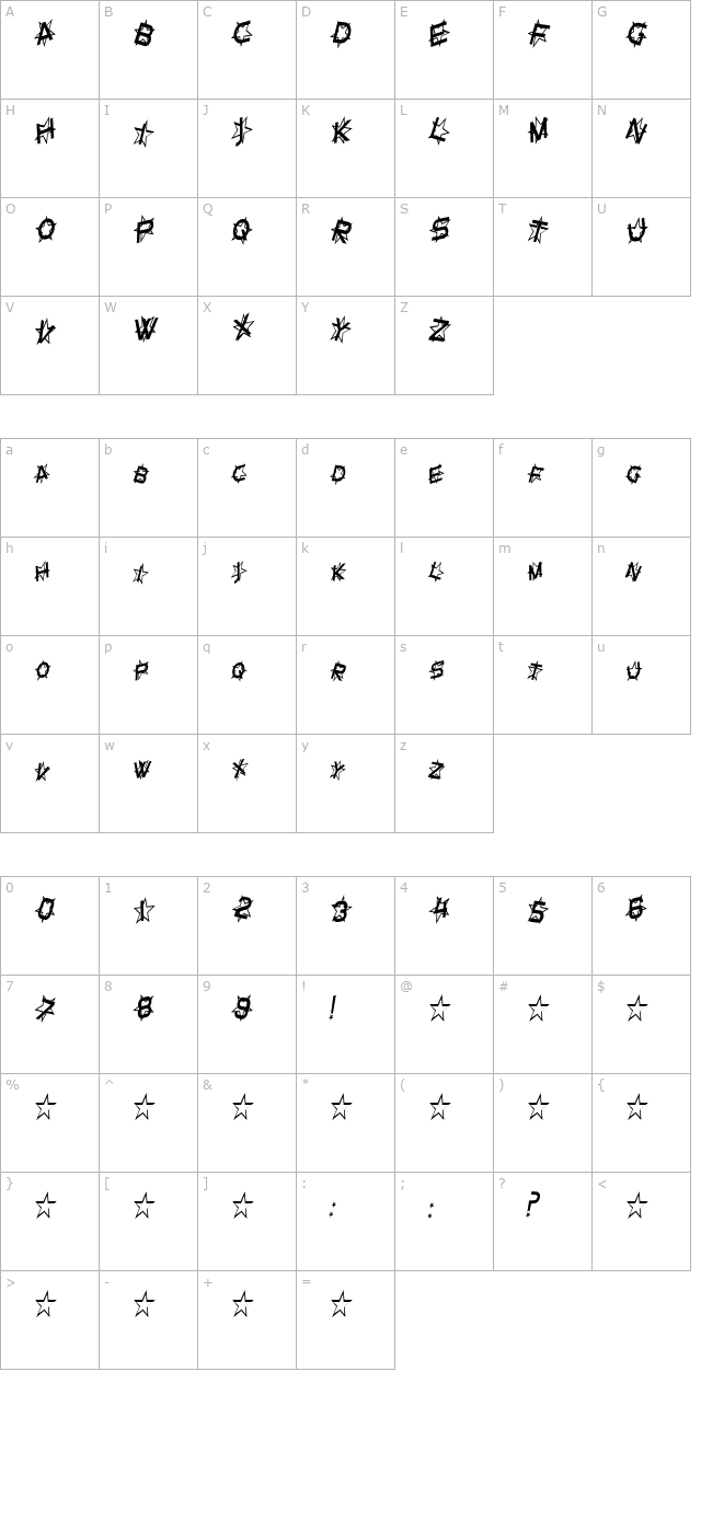 star-dust-condensed-italic character map