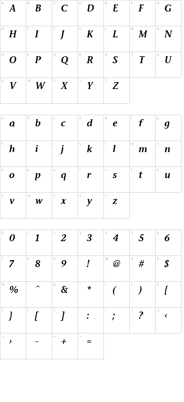 stone-informal-semi-bold-italic character map
