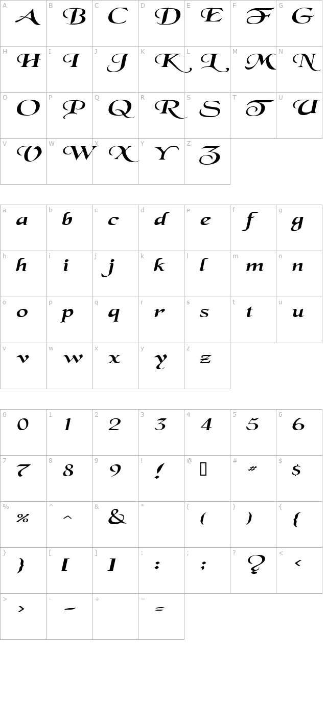 swordsmanextended-italic character map