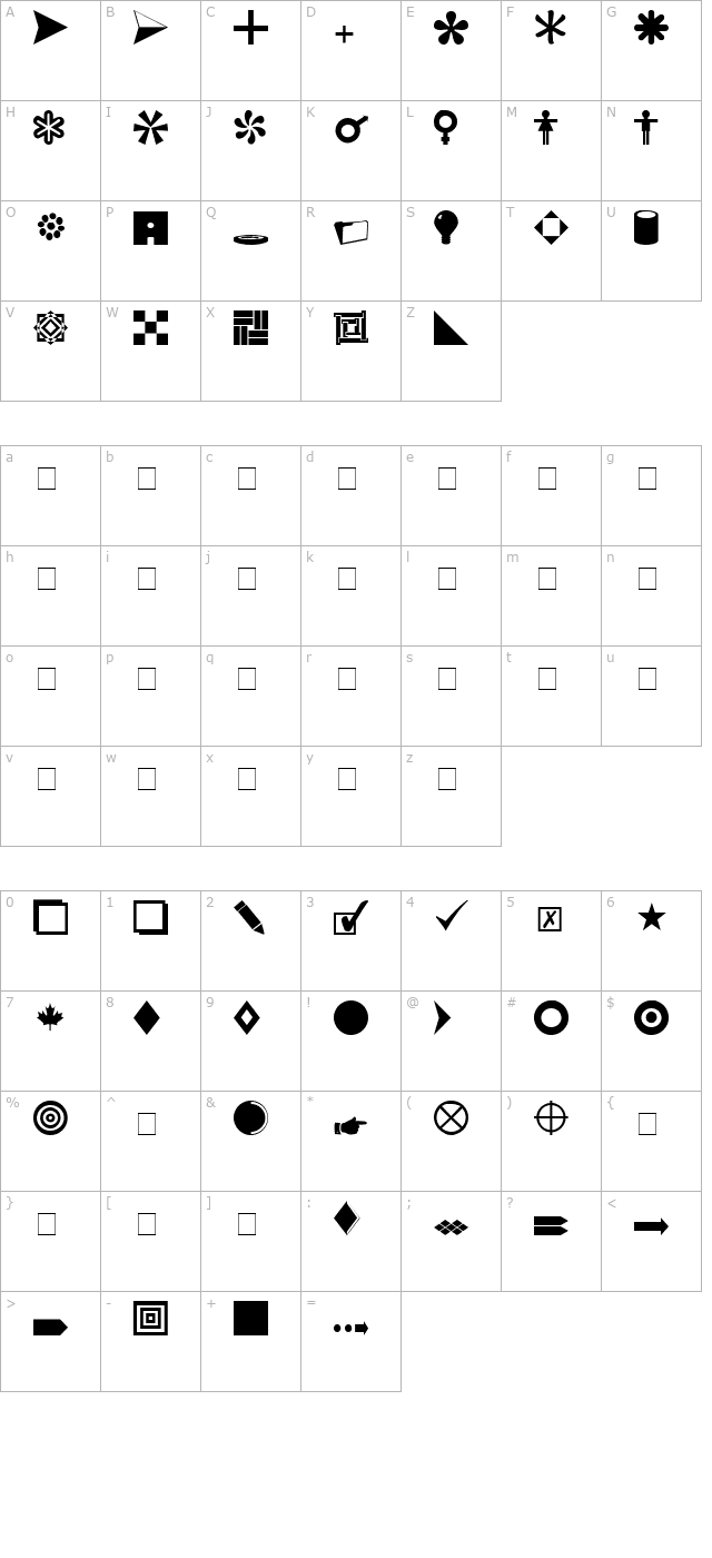 symbols-normal character map